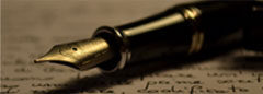Fountain pen lying on a page of writing